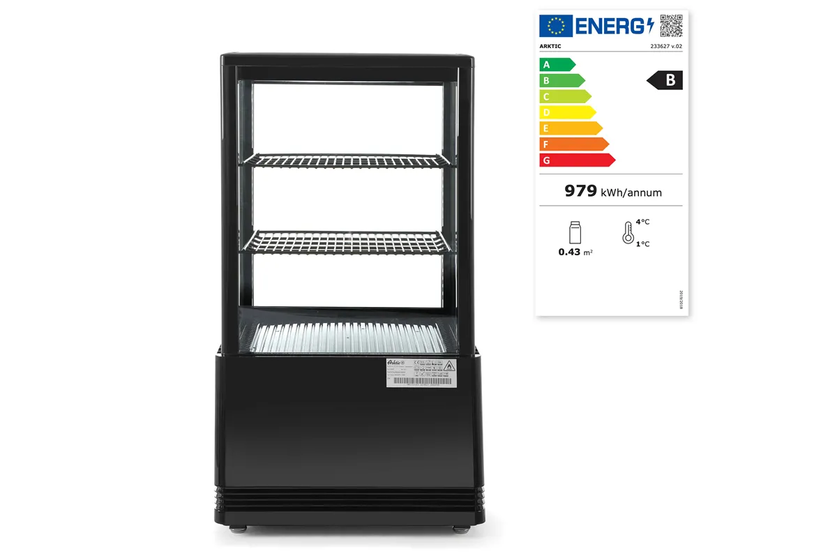 Witryna chłodnicza nastawna, 58l, czarny, 230V/170W, 452x406x830mm Arktic 233627