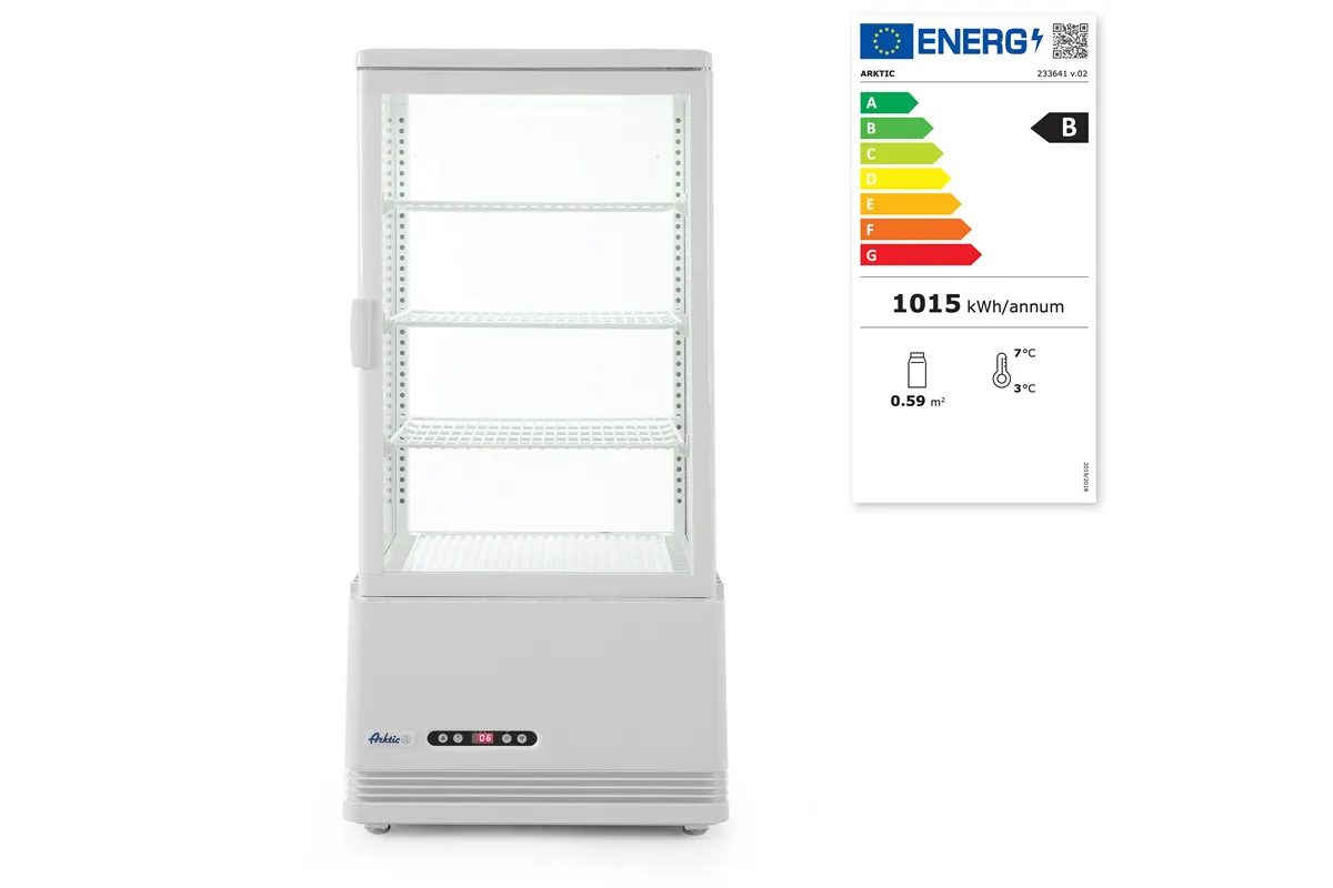Witryna chłodnicza nastawna, 78l, biały, 230V/170W, 444x397x940mm Arktic 233641