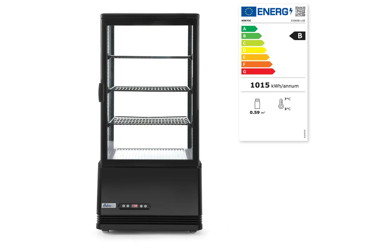 Witryna chłodnicza nastawna, 78l, czarny, 230V/170W, 444x397x940mm Arktic 233658
