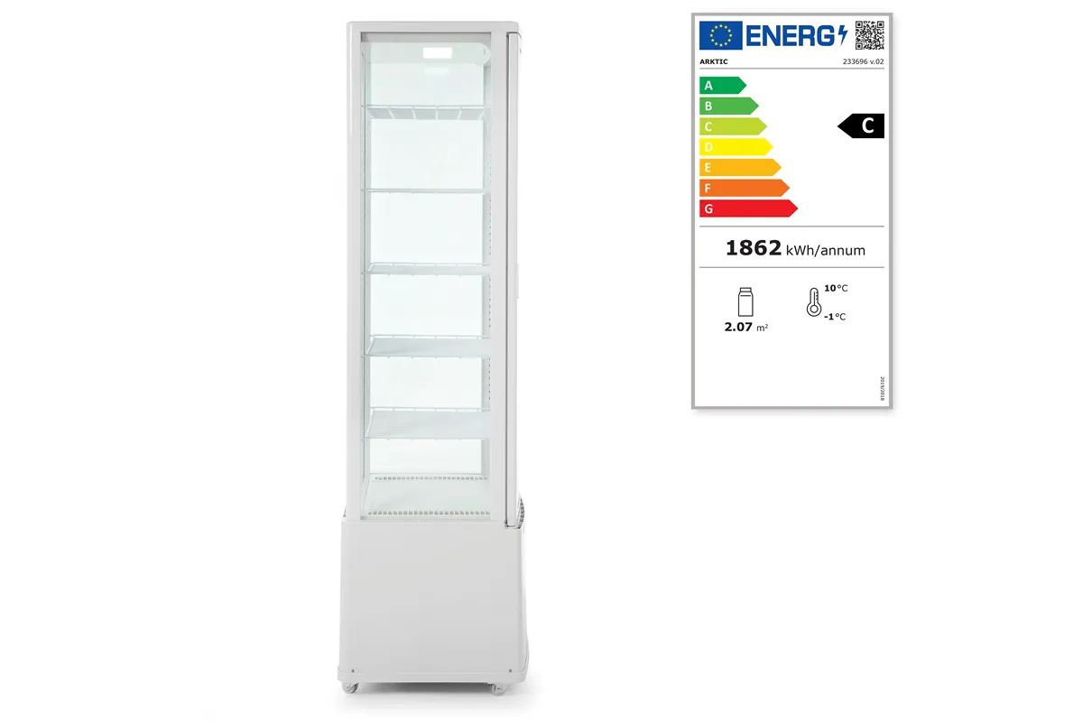 Witryna chłodnicza, 270l, biały, biały, 230V/290W, 550x520x1870mm Arktic 233696