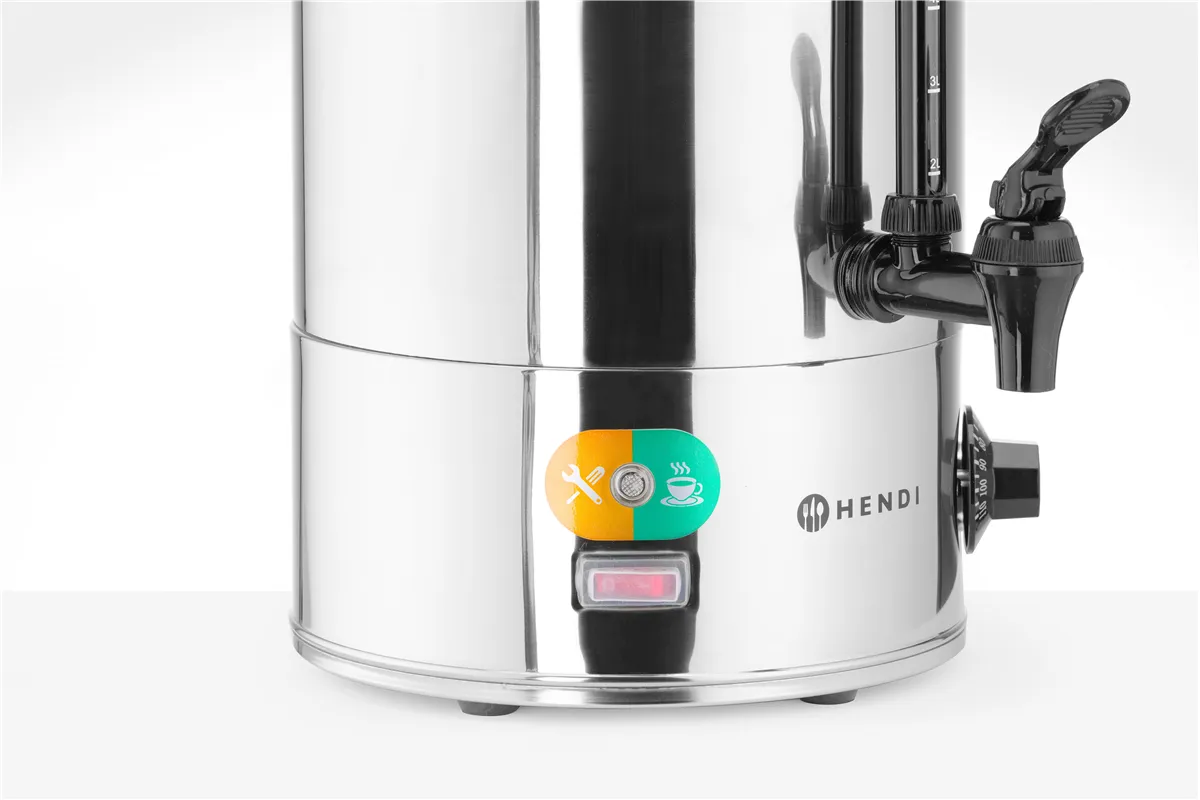 Warnik do wody o pojedynczych ściankach, 9L, srebrny, 230V/2200W, 370x332x472mm Hendi 209882