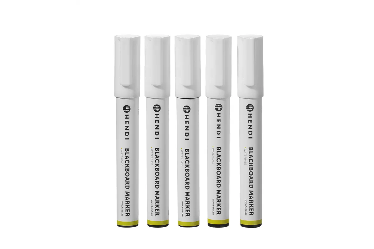 Markery do tablicy z wąską końcówką, 5 białych markerów Hendi 664209