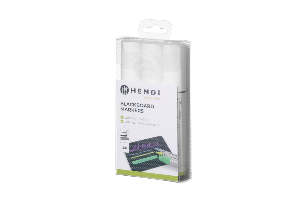 Markery do tablicy z szeroką końcówką, 3 białe markery Hendi 664223