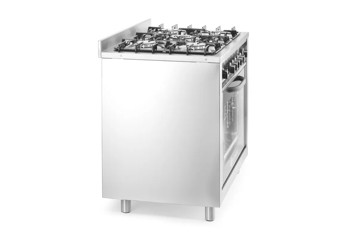 Kuchnia gazowa 5-palnikowa z piekarnikiem elektrycznym i grillem Kitchen Line 230V/2900W 14,3kW 900x653x900mm Hendi 225707