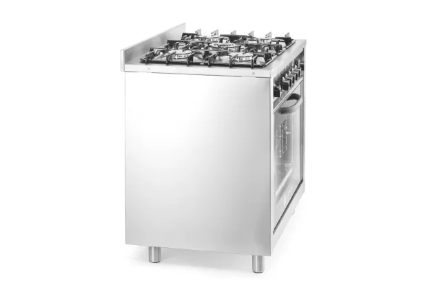 Kuchnia gazowa 5-palnikowa z piekarnikiem elektrycznym i grillem Kitchen Line 230V/2900W 14,3kW 900x653x900mm Hendi 225707