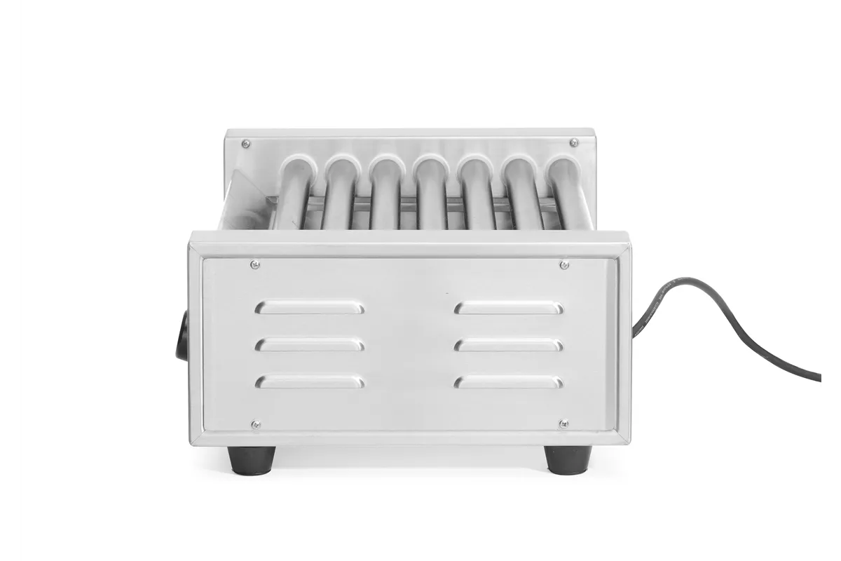 Podgrzewacz rolkowy do parówek jednostrefowy, 7 rolek, 230V/740W, 525x365x176mm Hendi 268506