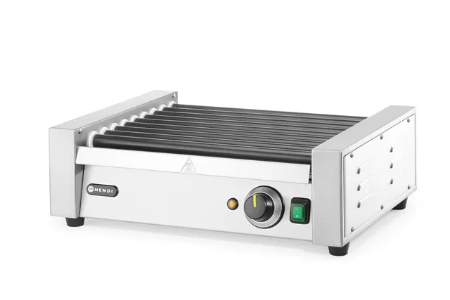 Podgrzewacz rolkowy do parówek jednostrefowy, 9 rolek, 230V/940W, 520x425x175mm Hendi 268605