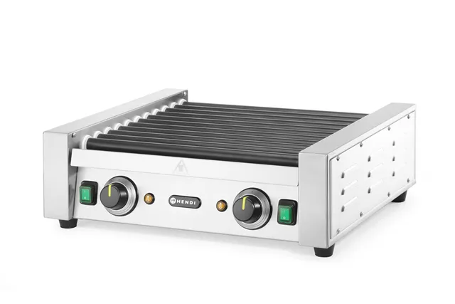 Podgrzewacz rolkowy do parówek dwustrefowy, 11 rolek, 230V/1180W, 530x525x180mm Hendi 268704