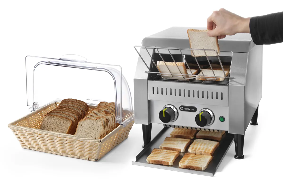 Toster przelotowy podwójny, srebrny, 230V/2240W, 418x365x390mm Hendi 261309