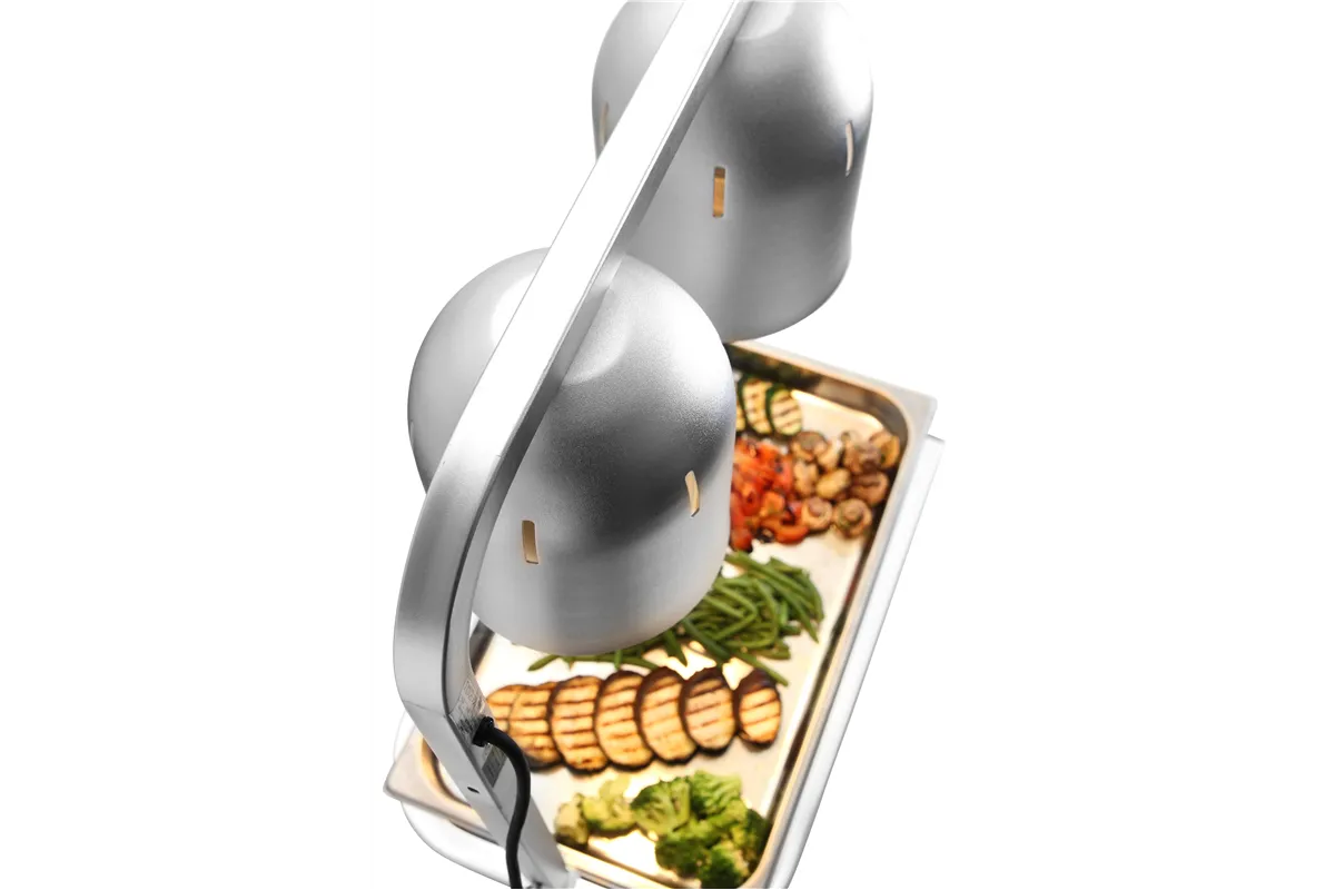 Lampa do podgrzewania potraw, podwójna, srebrny, 230V/250W, 453x360x790mm Hendi 273906