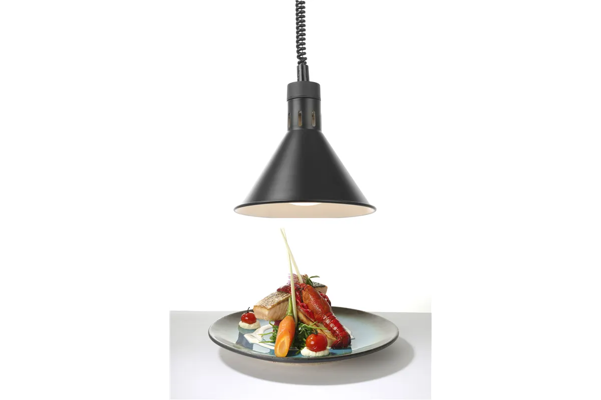 Lampa do podgrzewania potraw wisząca, stożkowa, czarny, 230V/250W, ⌀275x250mm Hendi 273845
