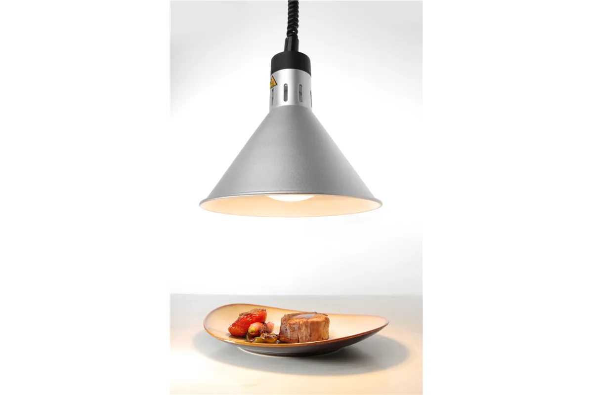 Lampa do podgrzewania potraw wisząca, stożkowa, srebrny, 230V/250W, ⌀275x250mm Hendi 273869