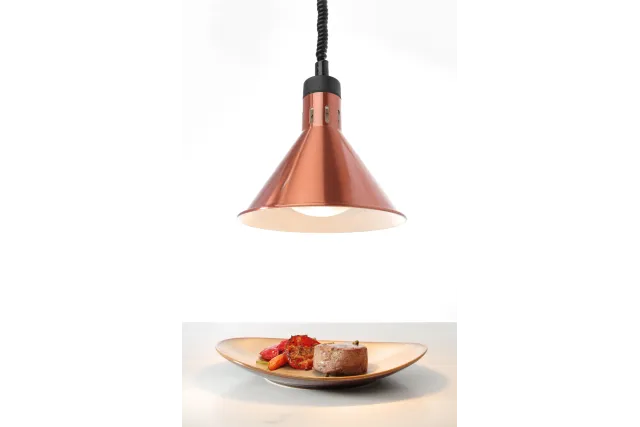 Lampa do podgrzewania potraw wisząca, stożkowa, miedziany, 230V/250W, ⌀275x250mm Hendi 273876