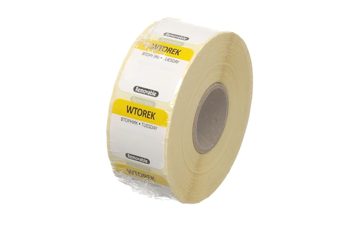 Etykiety Food Safety na każdy dzień tygodnia – wielorazowe, Wtorek, żółty, 1000 szt., 25x25mm Hendi 850084