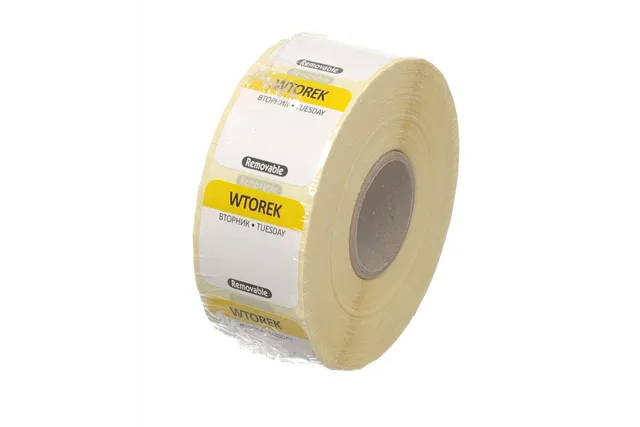 Etykiety Food Safety na każdy dzień tygodnia – wielorazowe, Wtorek, żółty, 1000 szt., 25x25mm Hendi 850084