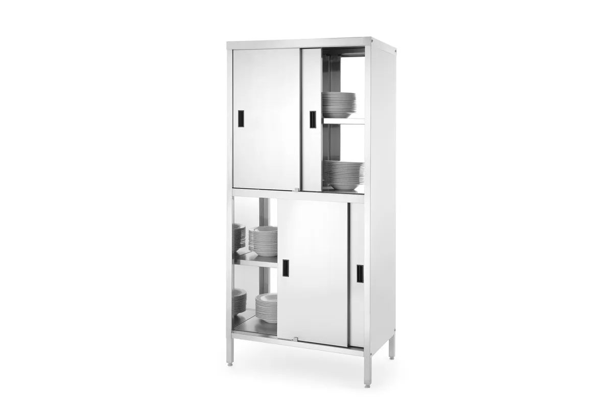 Szafa przelotowa z przegrodą i drzwiami suwanymi – skręcana, Kitchen Line, 800x500x1800mm Hendi 811634