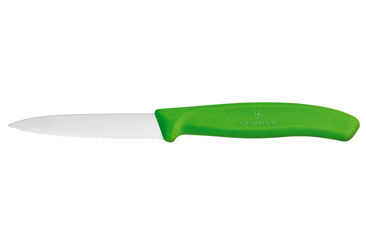 Nóż do jarzyn z ząbkowanym ostrzem, zielony, 190mm Victorinox 6.7636.L114