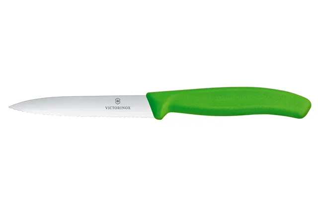 Nóż do jarzyn z ząbkowanym ostrzem, zielony, 212mm Victorinox 6.7736.L4