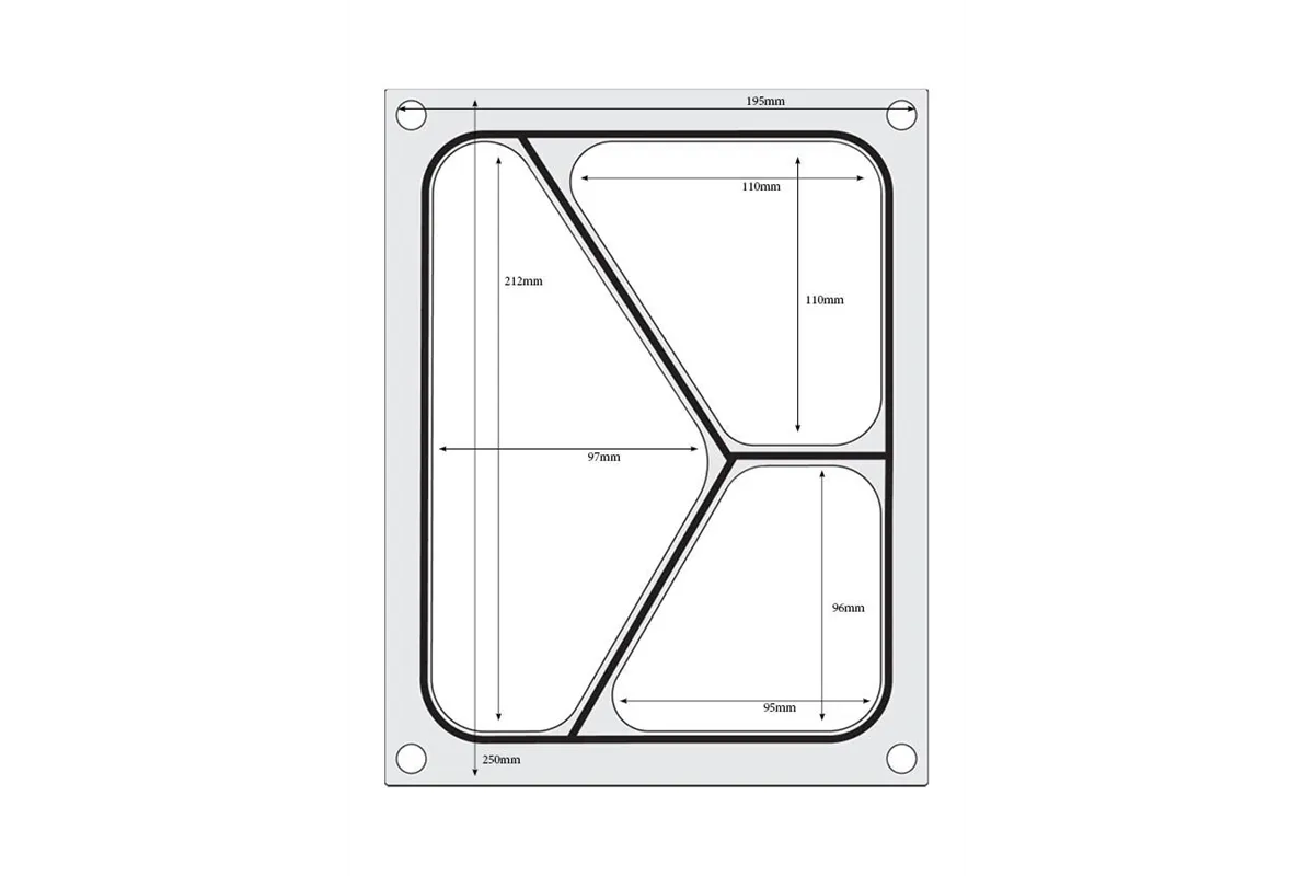 Matryca do zgrzewarki, pojemnik trójdzielny 227x178 mm Hendi 805626