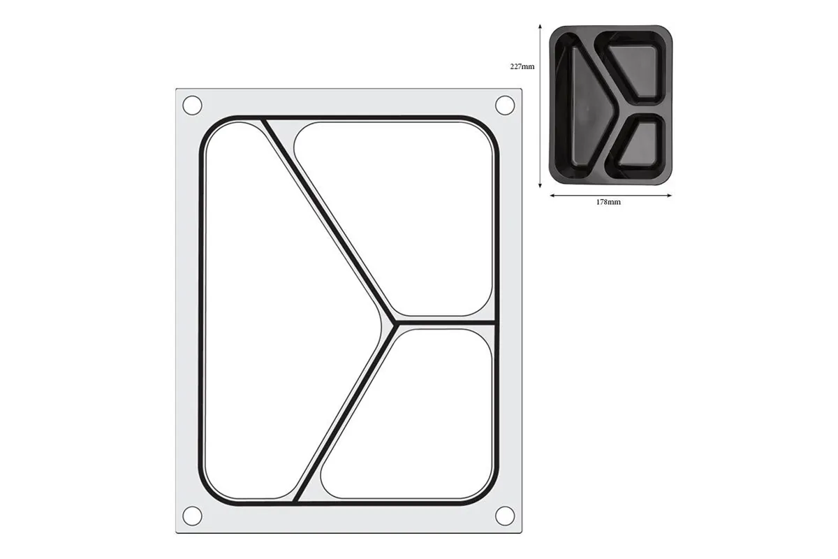 Matryca do zgrzewarki, pojemnik trójdzielny 227x178 mm Hendi 805626