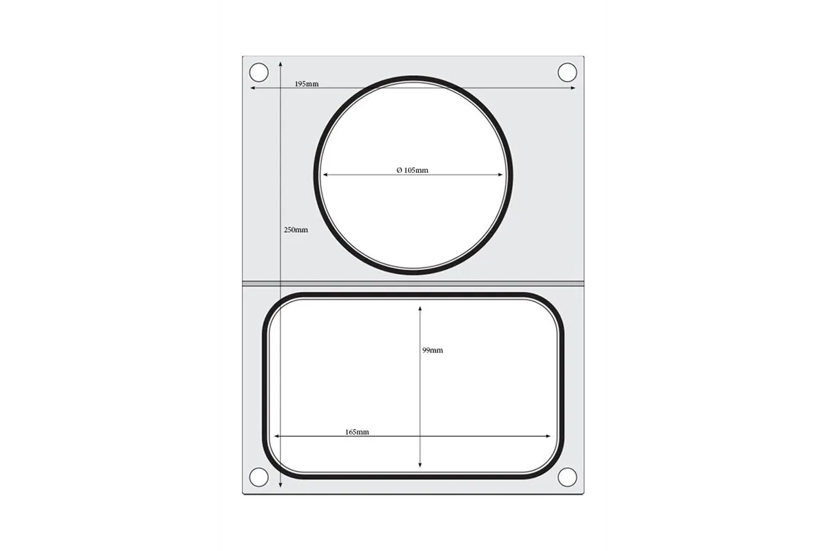 Matryca do zgrzewarki, 2 pojemniki: 1x 178x113 mm + 1x ø115 mm Hendi 805657