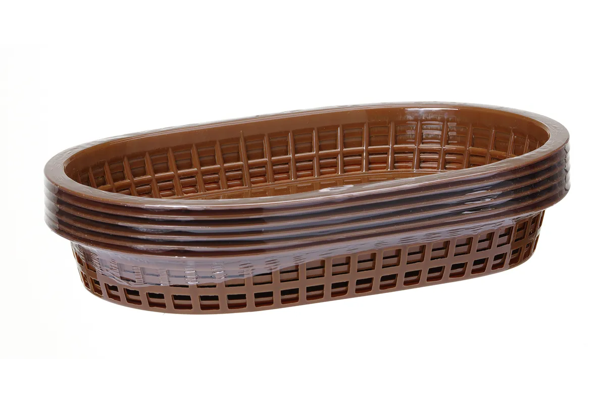 Koszyk do pieczywa owalny, brązowy, 6 szt., 275x175x38mm Hendi 426296