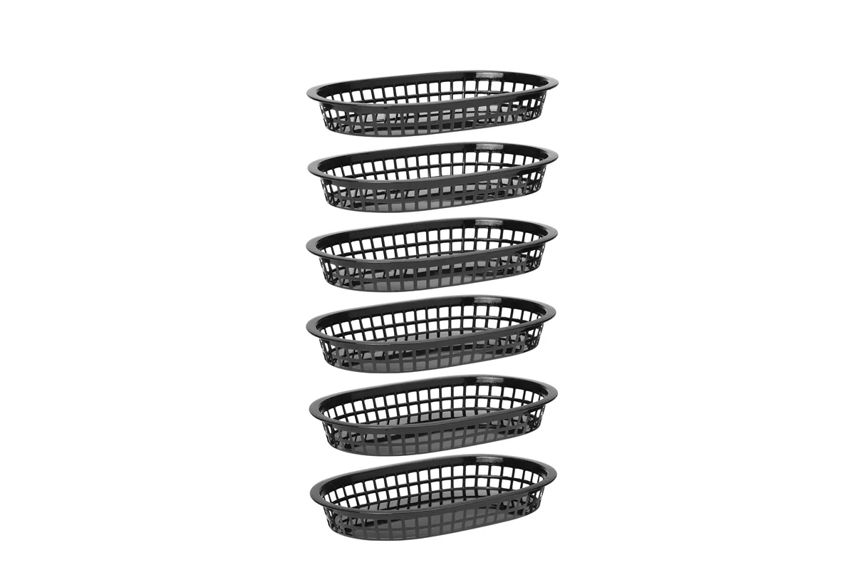 Koszyk do pieczywa owalny, czarny, 6 szt., 275x175x38mm Hendi 426890