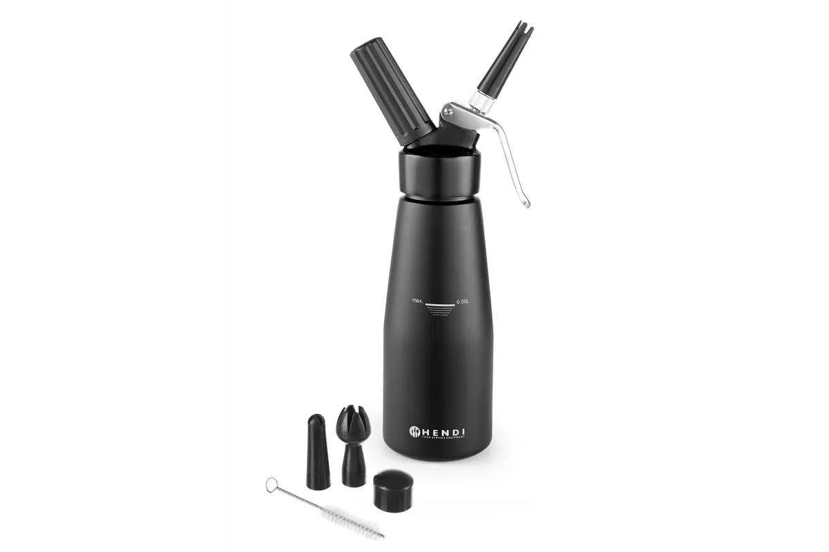 Syfon do bitej śmietany, Kitchen Line, 0,5L, czarny, ⌀80x260mm Hendi 588420