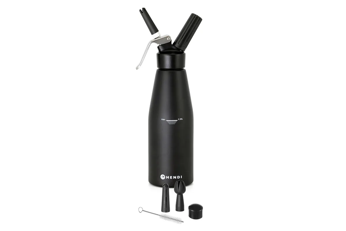 Syfon do bitej śmietany, Kitchen Line, 0,95L, czarny, ⌀95x320mm Hendi 588598