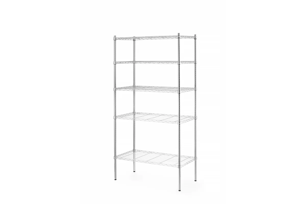 Regał magazynowy z 5 półkami, chromowany, chromowany, 910x455x1830mm Hendi 812204