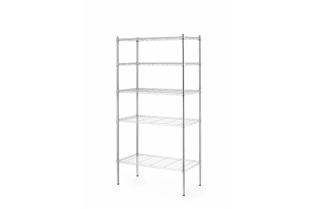 Regał magazynowy z 5 półkami, chromowany, chromowany, 910x455x1830mm Hendi 812204