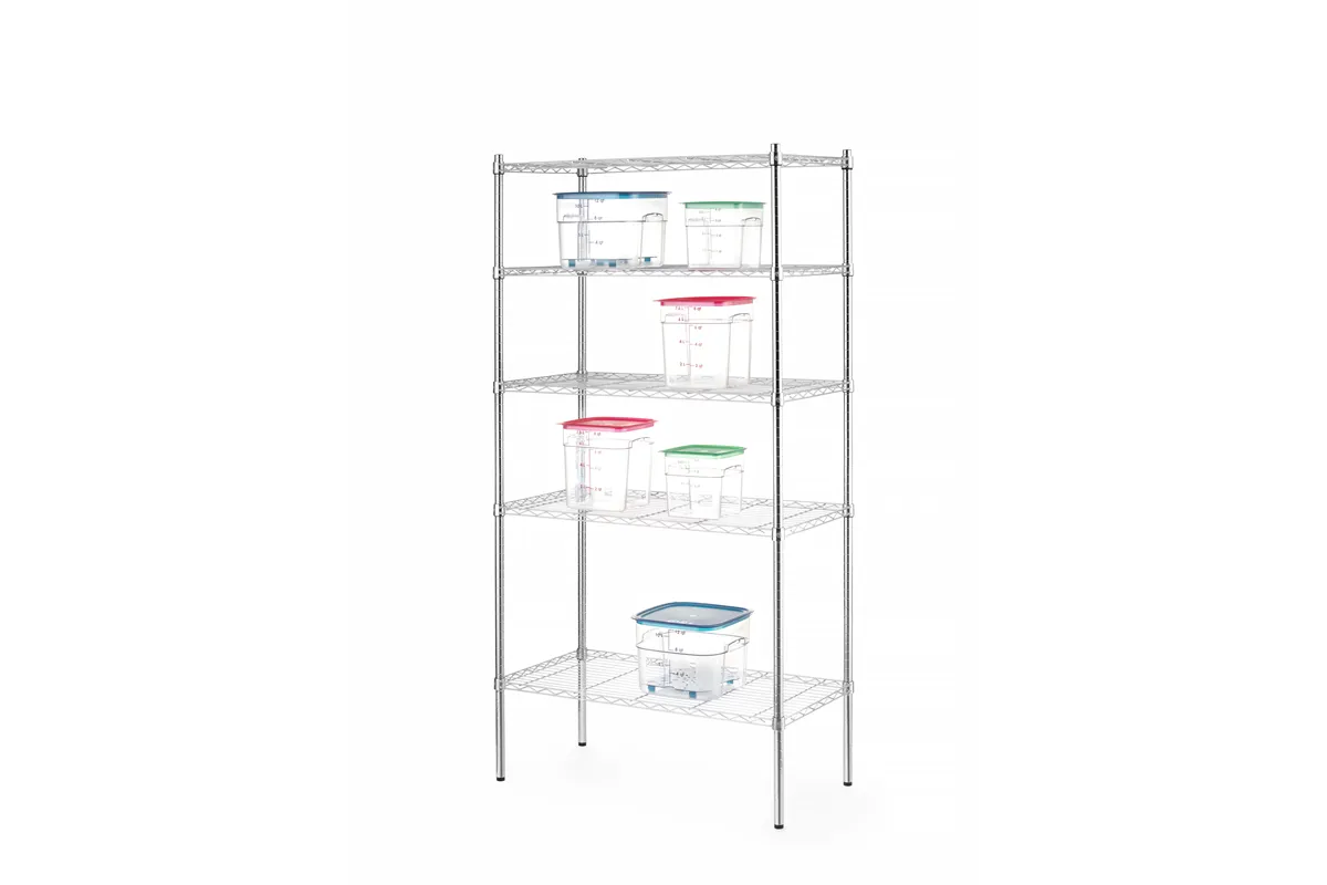 Regał magazynowy z 5 półkami, chromowany, chromowany, 910x455x1830mm Hendi 812204