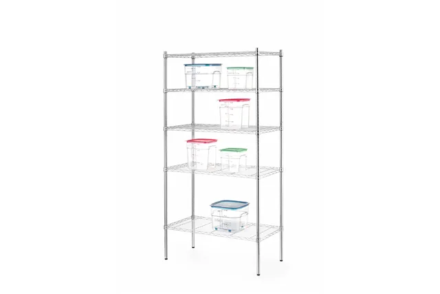 Regał magazynowy z 5 półkami, chromowany, chromowany, 910x455x1830mm Hendi 812204