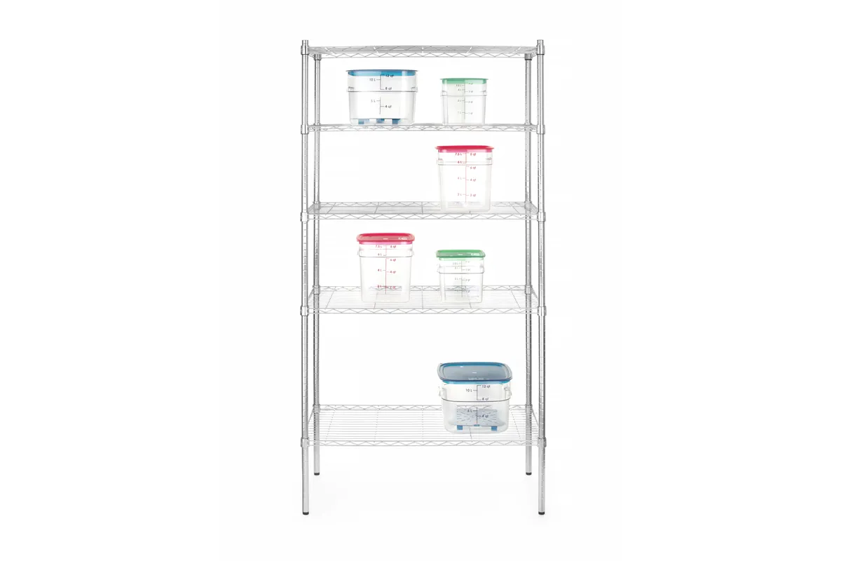 Regał magazynowy z 5 półkami, chromowany, chromowany, 910x455x1830mm Hendi 812204