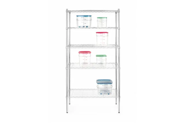 Regał magazynowy z 5 półkami, chromowany, chromowany, 910x455x1830mm Hendi 812204