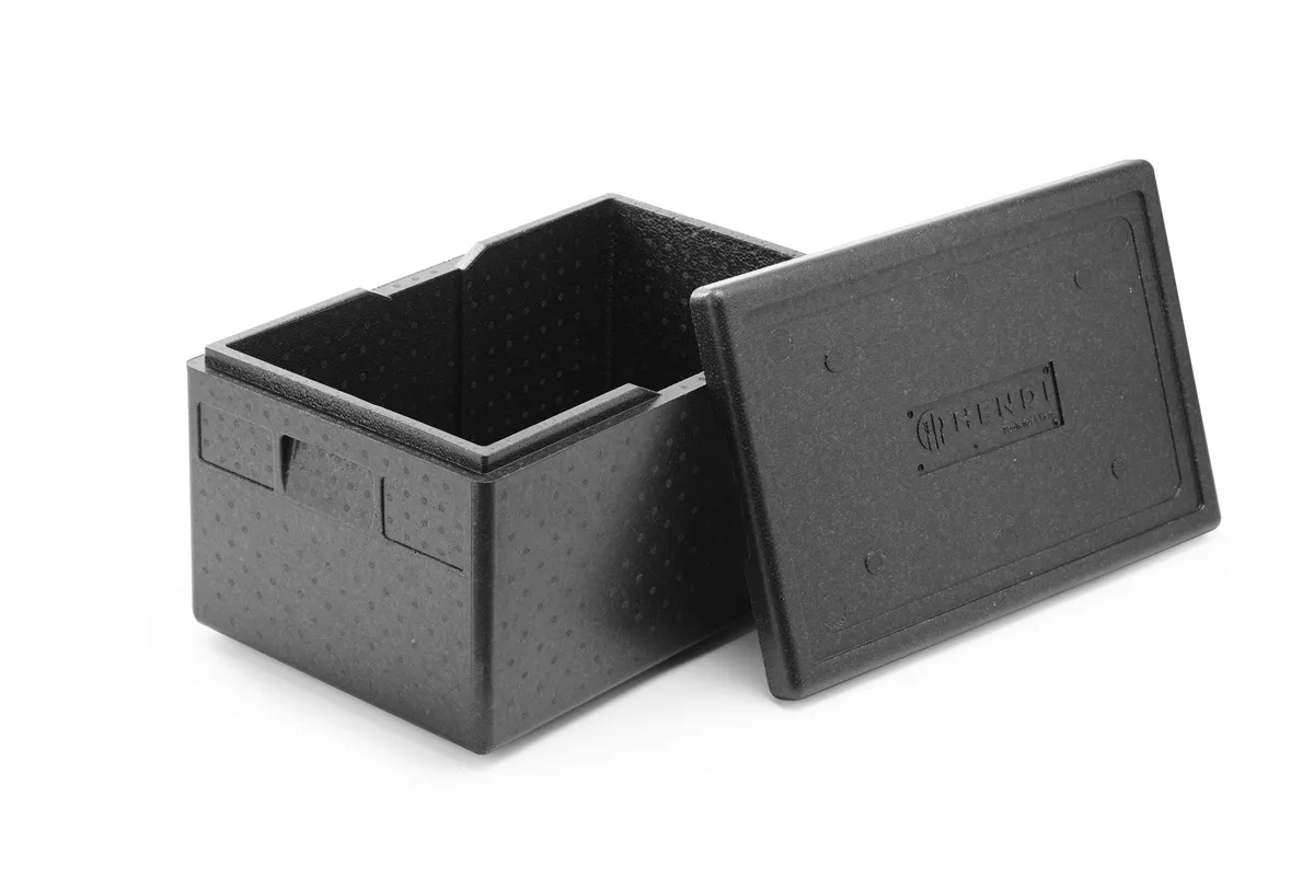 Pojemnik termoizolacyjny z piocelanu, Kitchen Line, GN 1/1, 46L, czarny, 600x400x320mm Hendi 707425