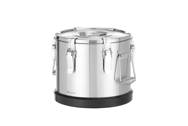 Termos ze stali nierdzewnej do transportu żywności, Kitchen Line, 10l, 10L, srebrny, ⌀300x265mm Hendi 707470