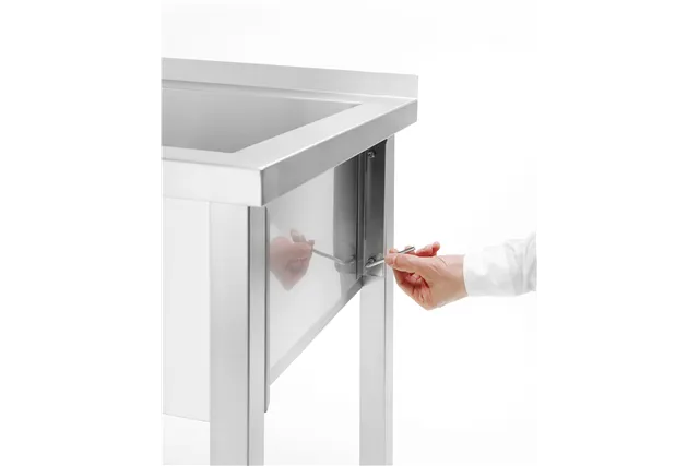 Stół z basenem 1-komorowym bez maskownicy – skręcany, głębokość 600 mm, Budget Line, 800x600x850mm Hendi 811009