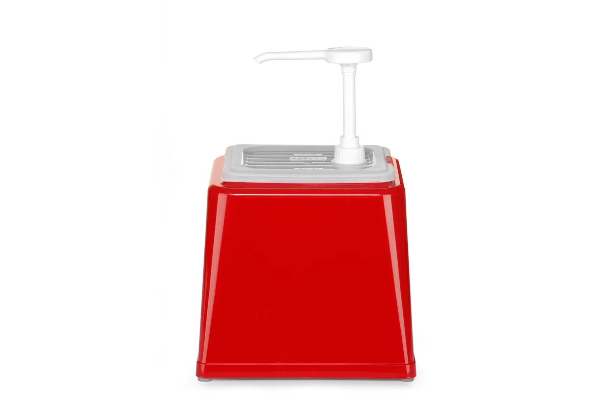 Pojemnik do sosów z pompką, 2,5L, czerwony, 230x210x327mm Hendi 203521