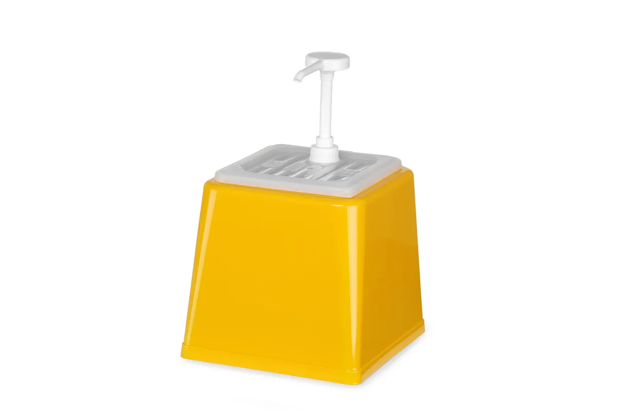 Pojemnik do sosów z pompką, 2,5L, żółty, 230x210x327mm Hendi 203538