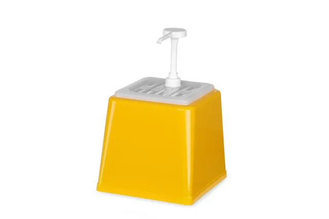Pojemnik do sosów z pompką, 2,5L, żółty, 230x210x327mm Hendi 203538