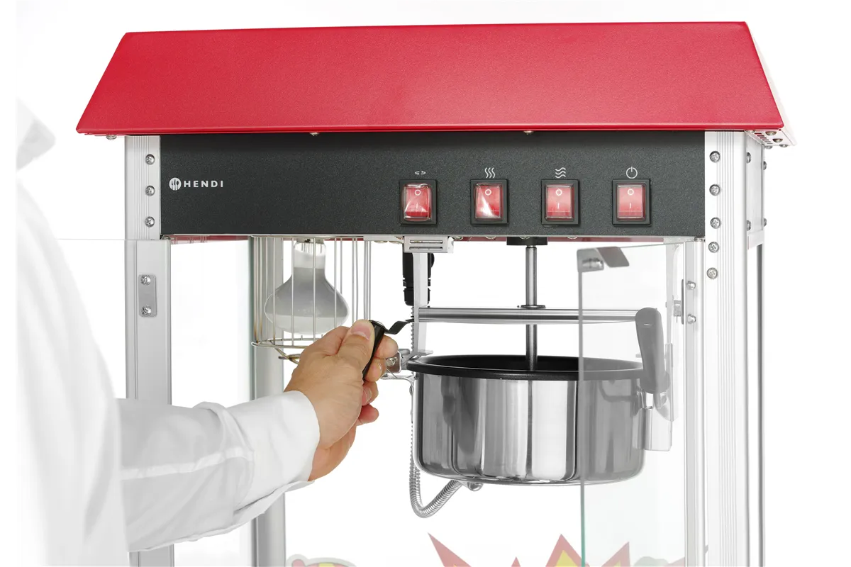 Urządzenie do popcornu, czerwony, 230V/1500W, 574x420x778mm Hendi 282748