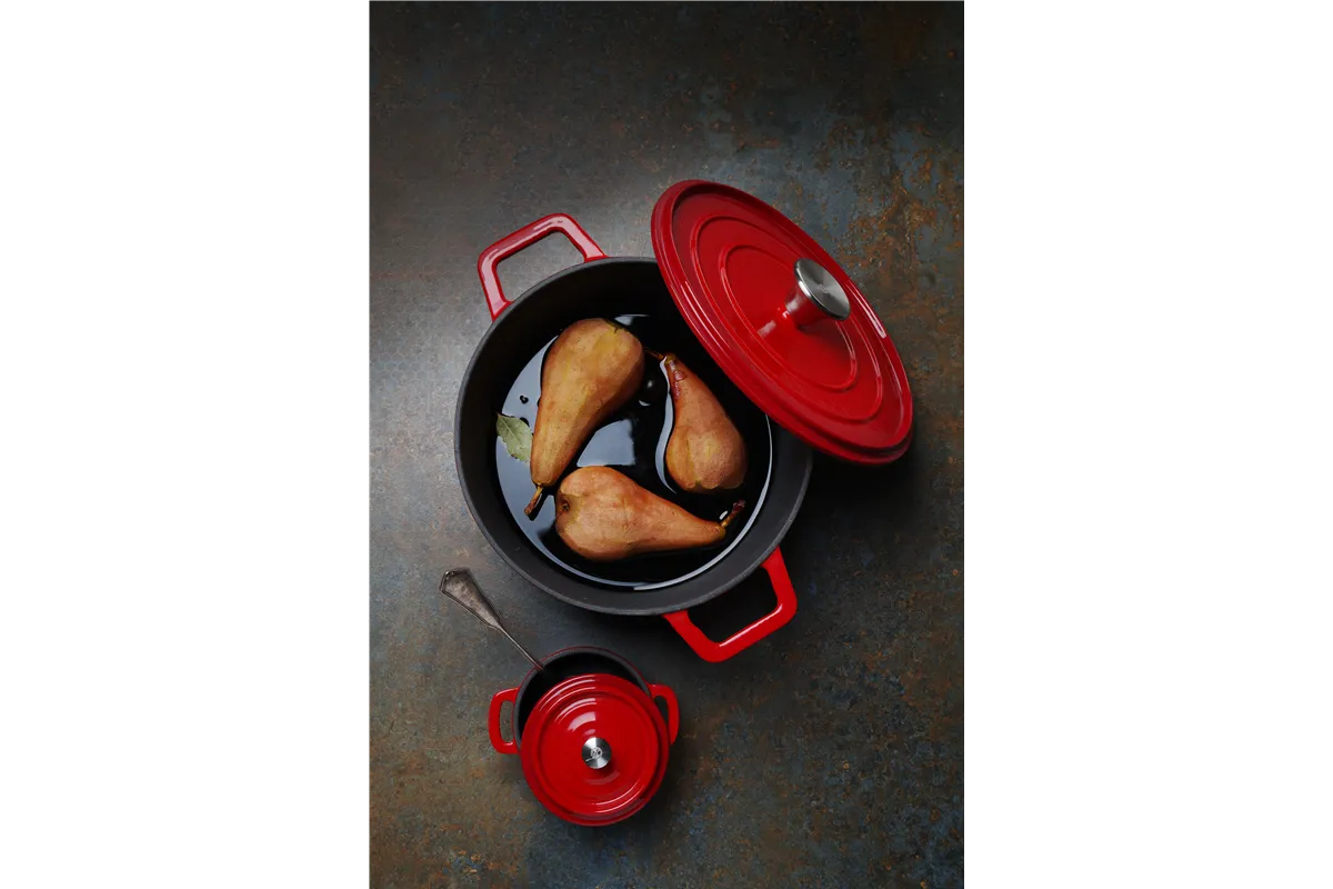 Garnek żeliwny emaliowany, 3,7L, czerwony, 317x240x105mm Hendi 626832