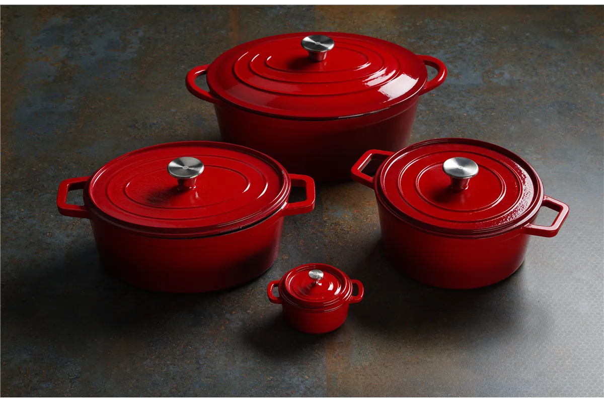 Garnek żeliwny emaliowany, 3,7L, czerwony, 317x240x105mm Hendi 626832