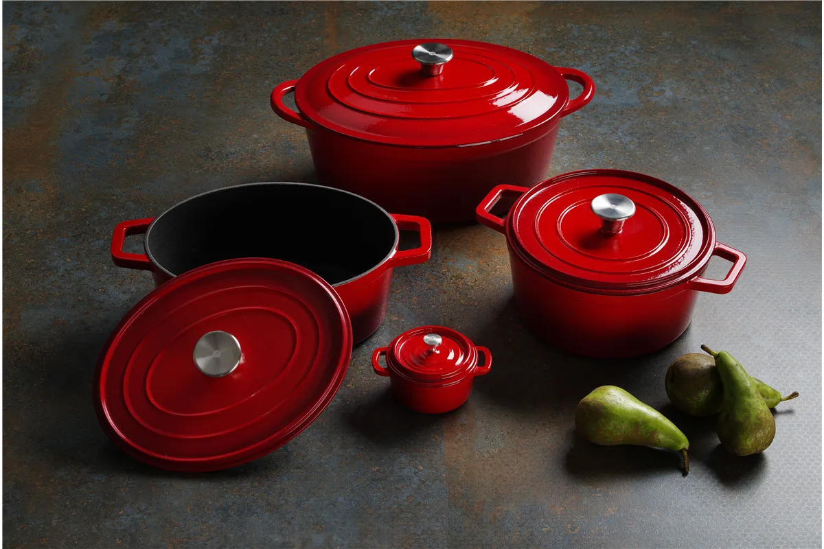 Garnek żeliwny emaliowany, 3,7L, czerwony, 317x240x105mm Hendi 626832