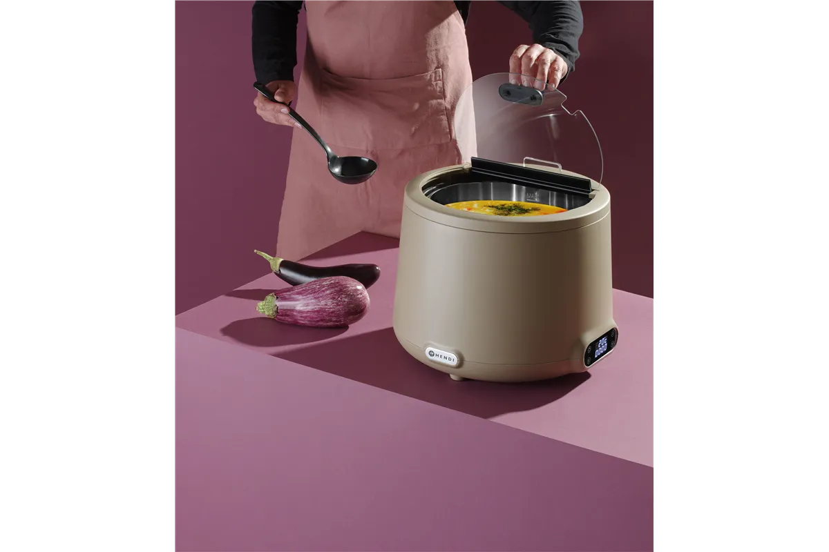 Kociołek do zupy UNIQ, 8L, beżowy, 220-240V/500W, ⌀365x325mm Hendi 860557