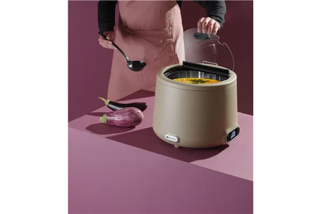 Kociołek do zupy UNIQ, 8L, beżowy, 220-240V/500W, ⌀365x325mm Hendi 860557