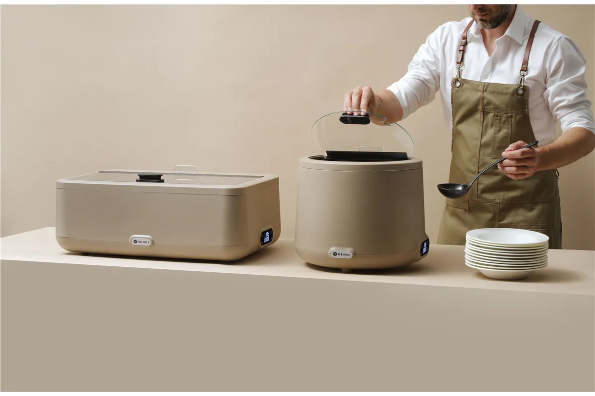 Kociołek do zupy UNIQ, 8L, beżowy, 220-240V/500W, ⌀365x325mm Hendi 860557