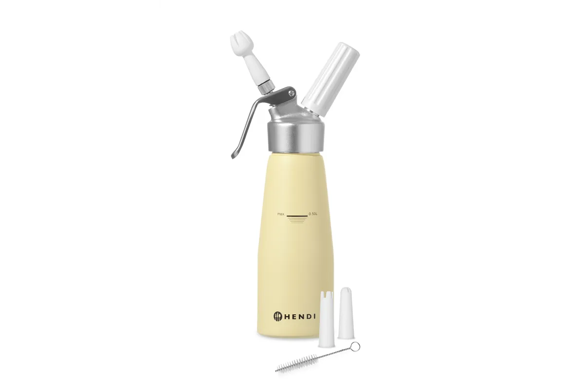 Syfon do bitej śmietany, 0,5L, Pastelowy żółty, ⌀80x260mm Hendi 975855