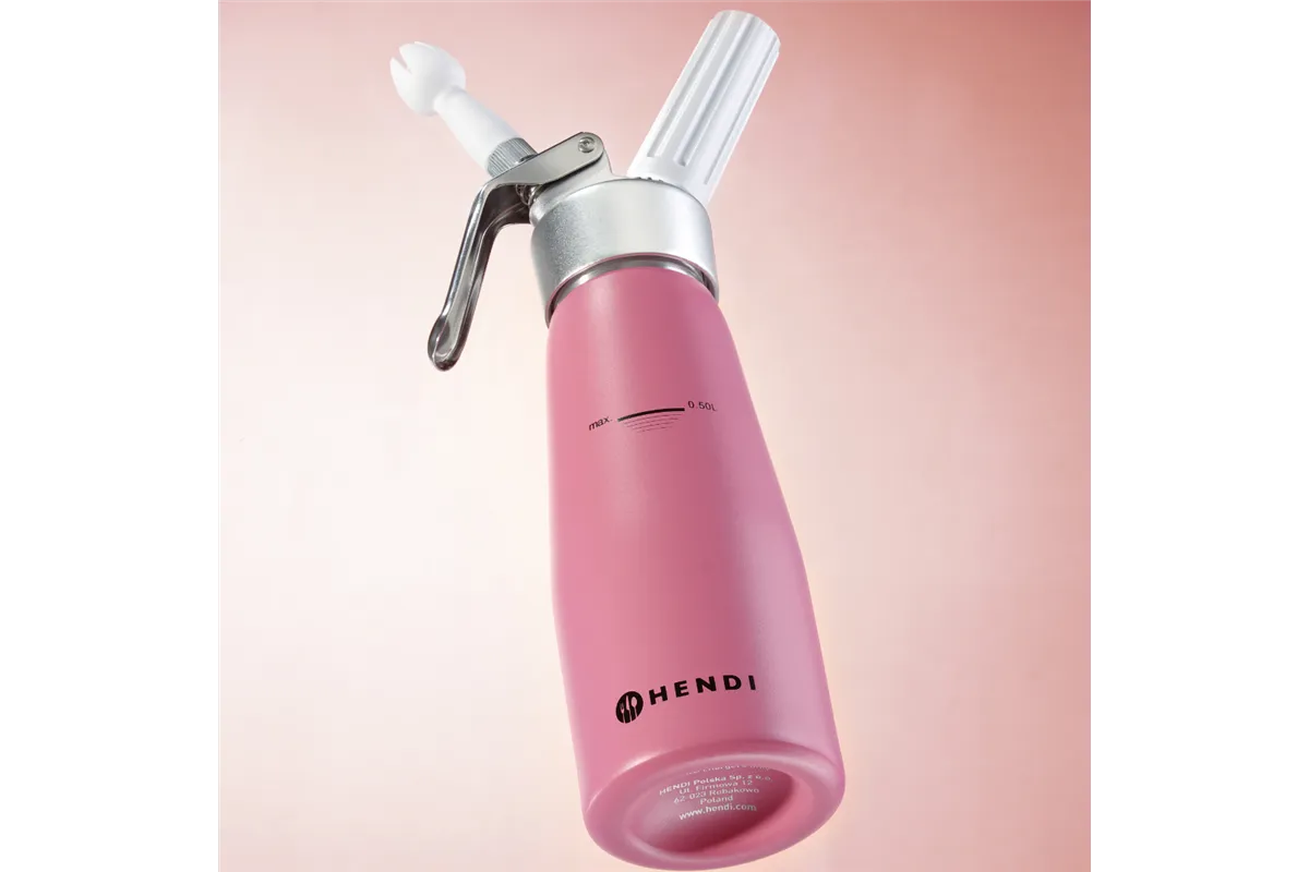 Syfon do bitej śmietany, 0,5L, Pastelowy różowy, ⌀80x260mm Hendi 975886